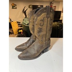 Amazonas Womens Sz 7 Brown Leather Western Cowboy Pointed Tip Pull On Boots